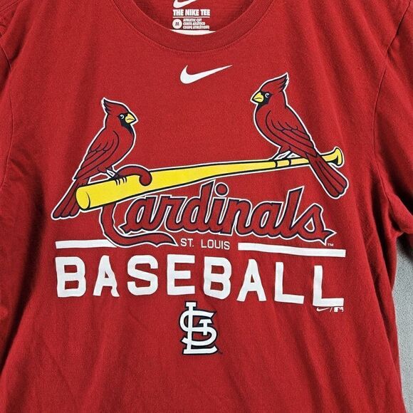 St. Louis Cardinals Shirt Mens Medium Red Nike Baseball Athletic Cut Tee - Picture 3 of 7